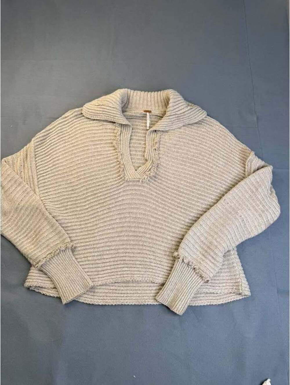 Free People Blue Bell V-Neck Sweater Grey Size XS